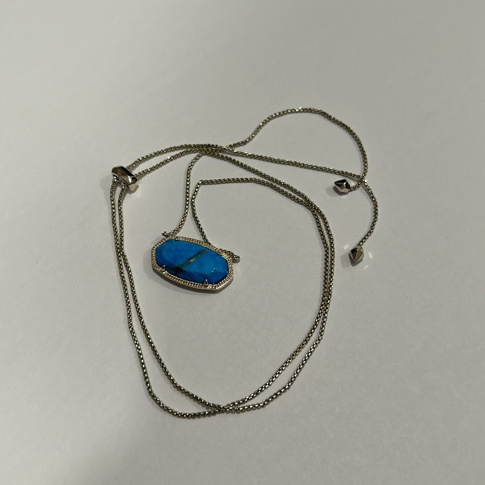 Kendra Scott Delaney Pendant Necklace aqua Howlite" - Picture 11 of 11